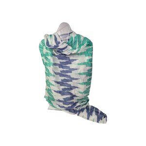 NWT Shiraleah Scarf cotton sheer Geometric Teal Blue 68"x34" READ